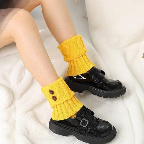 Jerany أحذية قصيرة الجوارب تدفئة الكروشيه محبوك التمهيد الأصفاد تدفئة الساق الجوارب زر التمهيد القبعات العالية للنساء والفتيات in Kuwait