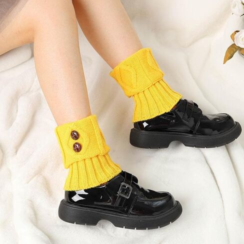 Jerany أحذية قصيرة الجوارب تدفئة الكروشيه محبوك التمهيد الأصفاد تدفئة الساق الجوارب زر التمهيد القبعات العالية للنساء والفتيات in Kuwait