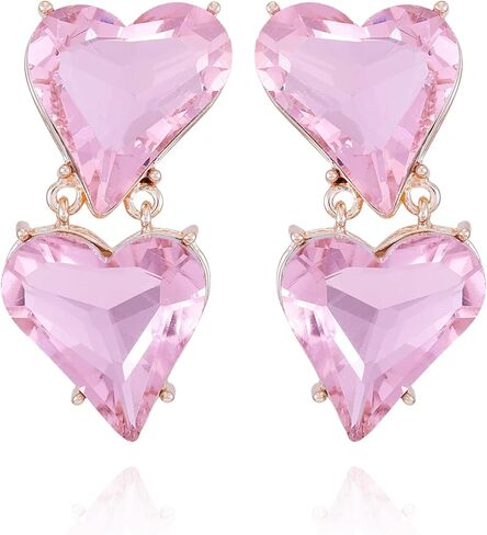 GUESS Goldtone Linear Light Pink Heart Drop Clip Earrings in Saudi Arabia