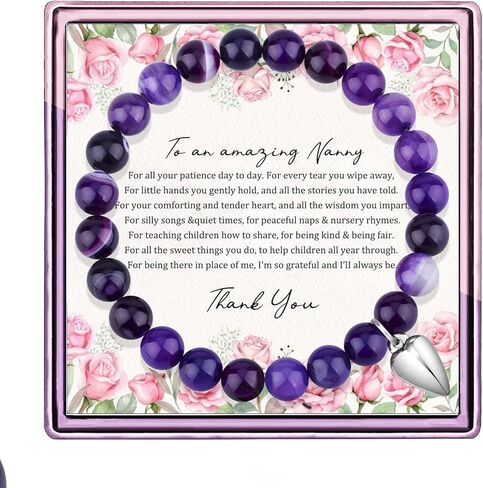 هدايا عيد الأم مربية، هدايا سوار مربية للمربية شكرا لك هدية الخرز العقيق الأرجواني هدايا مربية لعيد الأم، أفضل هدية مربية، هدية معلم الرعاية النهارية، هدية جليسة الأطفال، هدية مقدمي الرعاية in Kuwait