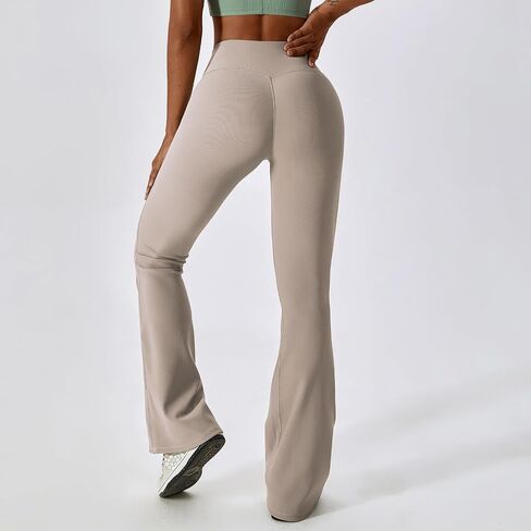 ABOCIW Womens Crossover Ribbed Flare Leggings High Waisted Bootcut Yoga Pants Tummy Control Gym Workout Gym Leggings in Saudi Arabia
