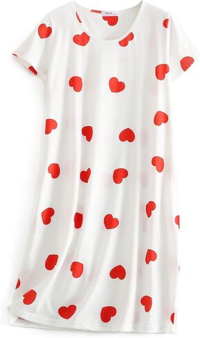 SISKIN Nightgowns for Women Cotton Sleep Shirts Womens Nightgown Short Sleeves Print Night Shirts Soft Sleepwear in Saudi Arabia