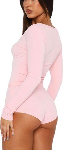 XBTCLXEBCO Ribbed Knit Pajama Set for Women 2 Piece V Neck Button Down Long Sleeve Crop T-Shirt Top and Shorts Lounge Pj Set in Saudi Arabia
