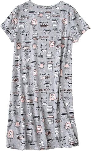 SISKIN Nightgowns for Women Cotton Sleep Shirts Womens Nightgown Short Sleeves Print Night Shirts Soft Sleepwear in Saudi Arabia