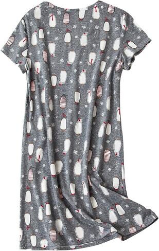 SISKIN Nightgowns for Women Cotton Sleep Shirts Womens Nightgown Short Sleeves Print Night Shirts Soft Sleepwear in Saudi Arabia