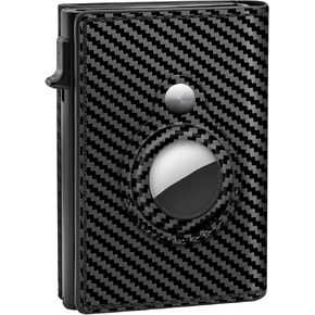 ZIKEE AirTag Wallet Genuine Leather Air Tag Wallet RFID Technology Credit Card Holder for Apple AirTag (No Airtag Included)(Carbon Fiber) in Kuwait