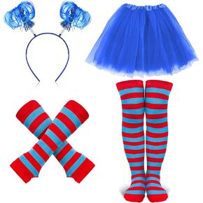 Senker Fashion 80s Costume Accessories Outfits for Women Tutus Skirt Headband Ponytails Gloves Thigh High Socks