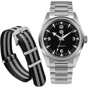 ساعات سان مارتن للرجال، حركة NH35 SN0113W ساعة أوتوماتيكية مع سوار بمشبك فراشة وحزام من النايلون in Kuwait