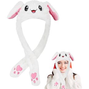 TSLBW قبعة أرنب قطيفة مضحكة مع أذن متحركة، قبعة أذن حيوانية قطيفة تضغط على قبعة حيوان أرنب لطيف، لهدايا الأطفال in Kuwait