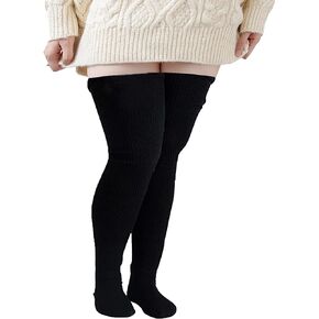 Apone Fatu Plus Size Womens Thigh High Socks for Thick Thighs,Extra Long Striped Over the Knee Stockings, Leg Warmer Socks
