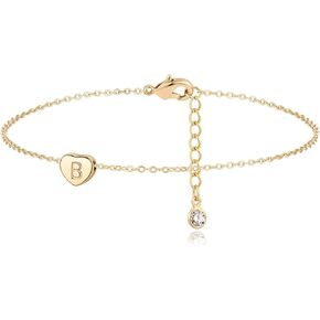 Valloey Rover المرأة الذهب خلخال الأولي A-Z سحر القلب الصغير جانبية 14K مطلية بالذهب لطيف بسيط شخصية لذيذ بوهو الشاطئ سلسلة القدم رسالة مجوهرات هدية in Kuwait