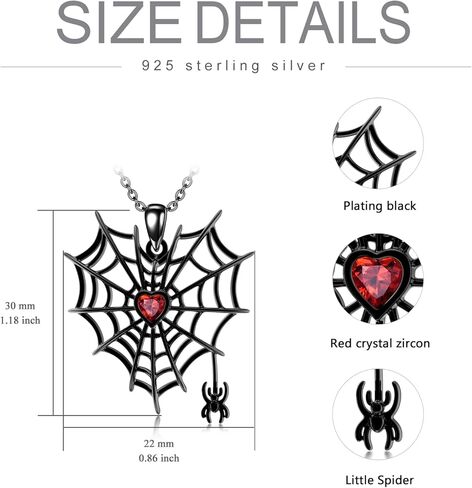Shusukue Halloween Spider Jewelry 925 الفضة الاسترليني الأسود العنكبوت قلادة وأقراط مجموعة عيد الهالوين حزب المجوهرات القوطية هدية للنساء الفتيات المراهقات (مع صندوق هدية) in Kuwait