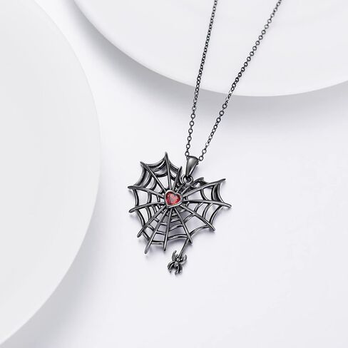 Shusukue Halloween Spider Jewelry 925 الفضة الاسترليني الأسود العنكبوت قلادة وأقراط مجموعة عيد الهالوين حزب المجوهرات القوطية هدية للنساء الفتيات المراهقات (مع صندوق هدية) in Kuwait