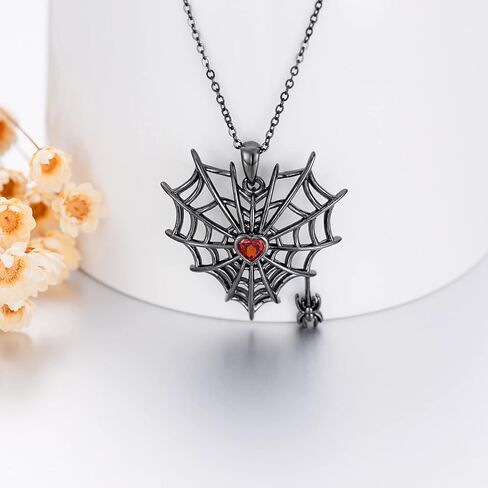 Shusukue Halloween Spider Jewelry 925 الفضة الاسترليني الأسود العنكبوت قلادة وأقراط مجموعة عيد الهالوين حزب المجوهرات القوطية هدية للنساء الفتيات المراهقات (مع صندوق هدية) in Kuwait