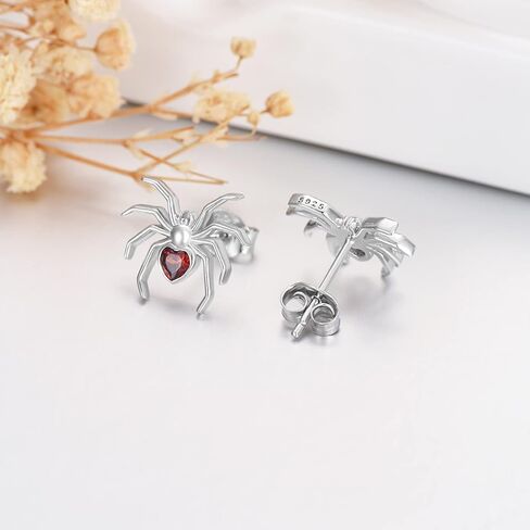 Shusukue Halloween Spider Jewelry 925 الفضة الاسترليني الأسود العنكبوت قلادة وأقراط مجموعة عيد الهالوين حزب المجوهرات القوطية هدية للنساء الفتيات المراهقات (مع صندوق هدية) in Kuwait