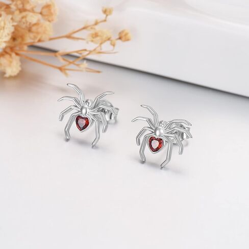 Shusukue Halloween Spider Jewelry 925 الفضة الاسترليني الأسود العنكبوت قلادة وأقراط مجموعة عيد الهالوين حزب المجوهرات القوطية هدية للنساء الفتيات المراهقات (مع صندوق هدية) in Kuwait