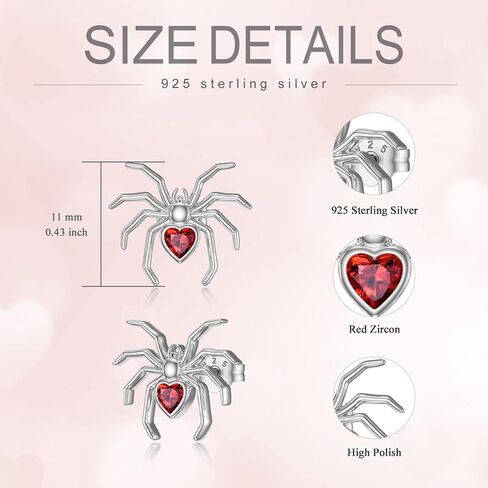 Shusukue Halloween Spider Jewelry 925 الفضة الاسترليني الأسود العنكبوت قلادة وأقراط مجموعة عيد الهالوين حزب المجوهرات القوطية هدية للنساء الفتيات المراهقات (مع صندوق هدية) in Kuwait