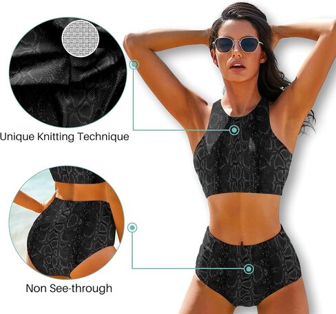 Cerburny High Waisted Bikini Sets for Women 2 Piece Swimsuit High Neck Racerback Bikinis Bathing Suits in Saudi Arabia