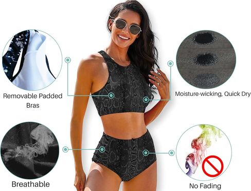 Cerburny High Waisted Bikini Sets for Women 2 Piece Swimsuit High Neck Racerback Bikinis Bathing Suits in Saudi Arabia