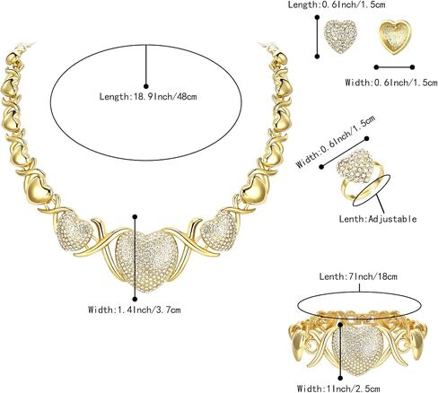 BriLove African Jewelry Set for Women Gorgeous Austrian Crystal Statement Necklace Bracelet Stud Earrings and Ring Set for Party Prom in Saudi Arabia