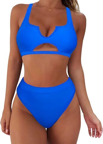 ToppKissy المرأة انقطاع بيكيني مجموعات عالية الخصر ملابس السباحة عالية قطع لباس سباحة صفيق مبطن رفع قطعتين ملابس السباحة in Kuwait