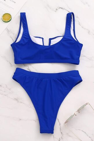 ToppKissy المرأة انقطاع بيكيني مجموعات عالية الخصر ملابس السباحة عالية قطع لباس سباحة صفيق مبطن رفع قطعتين ملابس السباحة in Kuwait