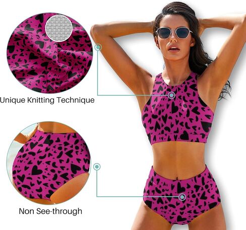 Cerburny High Waisted Bikini Sets for Women 2 Piece Swimsuit High Neck Racerback Bikinis Bathing Suits in Saudi Arabia