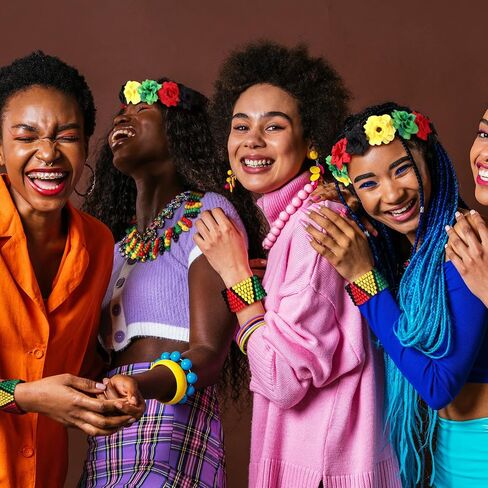 Mepase 7 Pcs Black History Month Women African Jamaican Dress Outfit Set Rasta Jewelry Bracelet Accessories Bikini Cover up Rasta Bead Necklace Earrings Sunglasses Flower Crown Headband for Swimsuit in Saudi Arabia