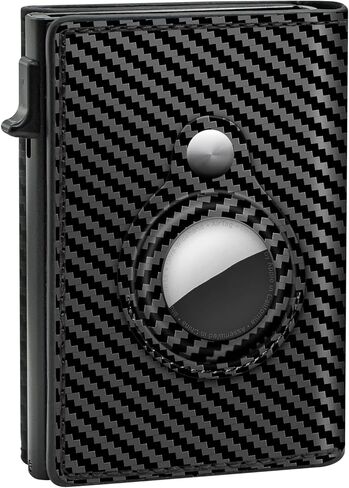 ZIKEE AirTag Wallet Genuine Leather Air Tag Wallet RFID Technology Credit Card Holder for Apple AirTag (No Airtag Included)(Carbon Fiber) in Kuwait