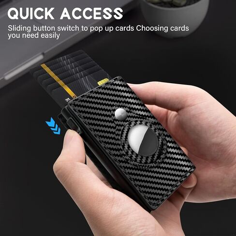 ZIKEE AirTag Wallet Genuine Leather Air Tag Wallet RFID Technology Credit Card Holder for Apple AirTag (No Airtag Included)(Carbon Fiber) in Kuwait