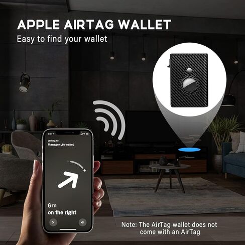 ZIKEE AirTag Wallet Genuine Leather Air Tag Wallet RFID Technology Credit Card Holder for Apple AirTag (No Airtag Included)(Carbon Fiber) in Kuwait