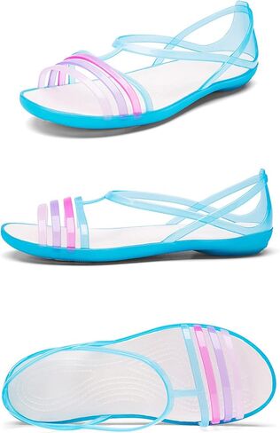 Women's Colorful Neon Jelly Open Toe Sandals,Summer Fashion T-Strap Rainbow Gladiator Clear Beach Rain Shoes Flats Jellies Sandals in Saudi Arabia