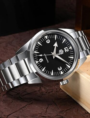 ساعات سان مارتن للرجال، حركة NH35 SN0113W ساعة أوتوماتيكية مع سوار بمشبك فراشة وحزام من النايلون in Kuwait