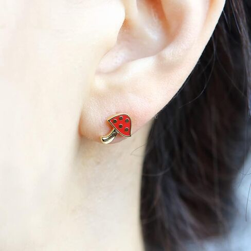 أقراط لاوناتو إيبوكسي على شكل فطر للنساء والفتيات باللون الأسود والأرجواني والأحمر in Kuwait