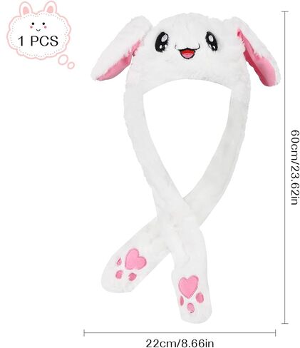 TSLBW قبعة أرنب قطيفة مضحكة مع أذن متحركة، قبعة أذن حيوانية قطيفة تضغط على قبعة حيوان أرنب لطيف، لهدايا الأطفال in Kuwait