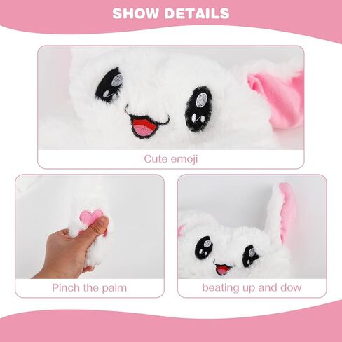 TSLBW قبعة أرنب قطيفة مضحكة مع أذن متحركة، قبعة أذن حيوانية قطيفة تضغط على قبعة حيوان أرنب لطيف، لهدايا الأطفال in Kuwait