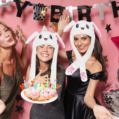 TSLBW قبعة أرنب قطيفة مضحكة مع أذن متحركة، قبعة أذن حيوانية قطيفة تضغط على قبعة حيوان أرنب لطيف، لهدايا الأطفال in Kuwait