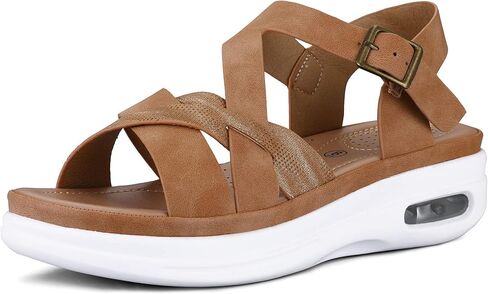 mysoft Women's Walking Sandals Comfortable Air Cushioned Support Ankle Strap Dress Sandals in Saudi Arabia