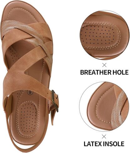 mysoft Women's Walking Sandals Comfortable Air Cushioned Support Ankle Strap Dress Sandals in Saudi Arabia
