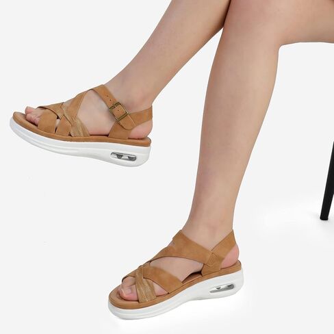 mysoft Women's Walking Sandals Comfortable Air Cushioned Support Ankle Strap Dress Sandals in Saudi Arabia