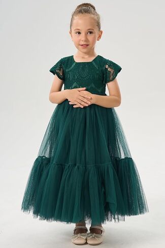 2Bunnies Girl Orchid Lace Flutter Sleeve A-Line Swirly Ruffle Tulle Communion Rustic Boho Flower Girl Dress in Kuwait