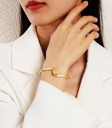 سوار RIMAYZI مطلي بالذهب عيار 14 قيراط للنساء، سوار ذهبي، هدية قابلة للتعديل in Kuwait