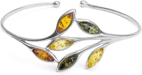 Ian and Valeri Co. Multicolor Amber Sterling Silver Leaf Cuff Bracelet in Saudi Arabia