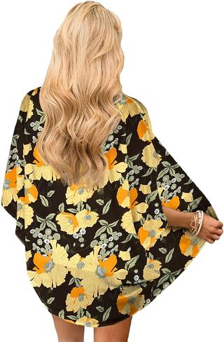 ChainJoy Women's Summer Beach Boho Chiffon Kimono Cardigans Sheer Open Front Cover Ups Tops in Saudi Arabia