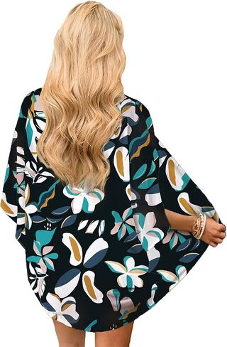 ChainJoy Women's Summer Beach Boho Chiffon Kimono Cardigans Sheer Open Front Cover Ups Tops in Saudi Arabia