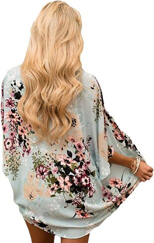 ChainJoy Women's Summer Beach Boho Chiffon Kimono Cardigans Sheer Open Front Cover Ups Tops in Saudi Arabia