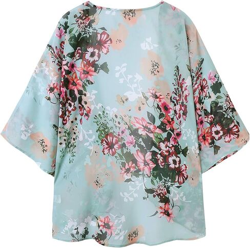 ChainJoy Women's Summer Beach Boho Chiffon Kimono Cardigans Sheer Open Front Cover Ups Tops in Saudi Arabia