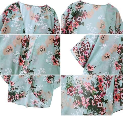 ChainJoy Women's Summer Beach Boho Chiffon Kimono Cardigans Sheer Open Front Cover Ups Tops in Saudi Arabia