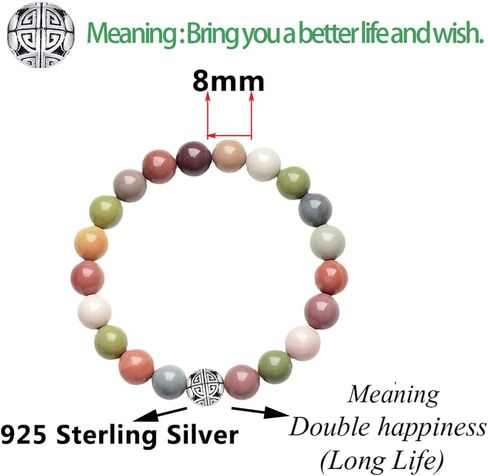 Handcrafted Gemstone Healing Energy Bracelets 925 Sterling Silver Double Happiness Pendant Natural Wellness for Women 8mm Beads in Saudi Arabia