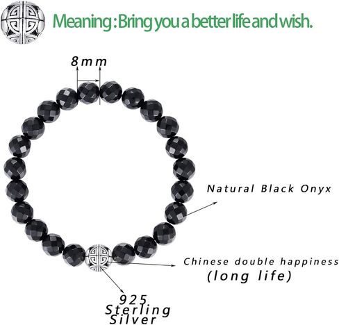 Handcrafted Gemstone Healing Energy Bracelets 925 Sterling Silver Double Happiness Pendant Natural Wellness for Women 8mm Beads in Saudi Arabia